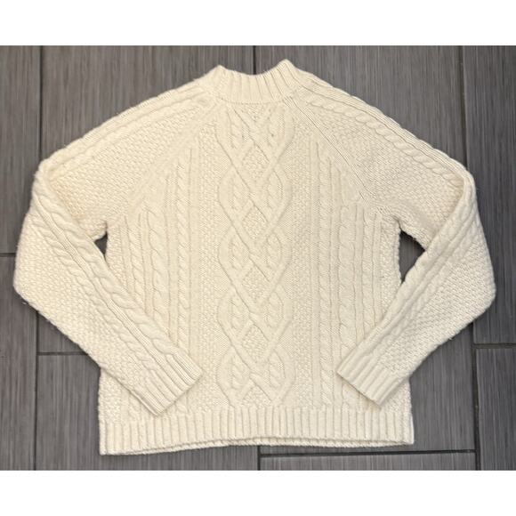 Abercrombie Fitch Women’s Cream Cable Knit Sweater Size XS Mock Neck Academia - Picture 3 of 4